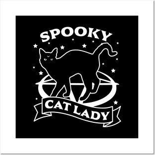 Spooky Cat Lady - Funny Goth Halloween Black Cat Lover Posters and Art